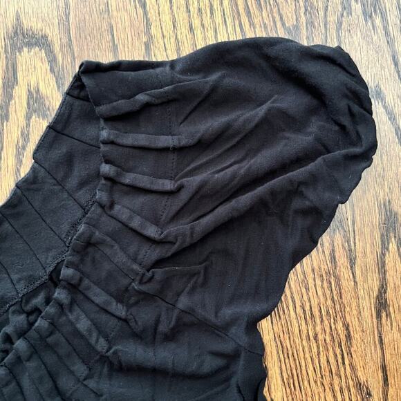 Topin Black V Neck Textured Blouse - Medium - Picture 3 of 7
